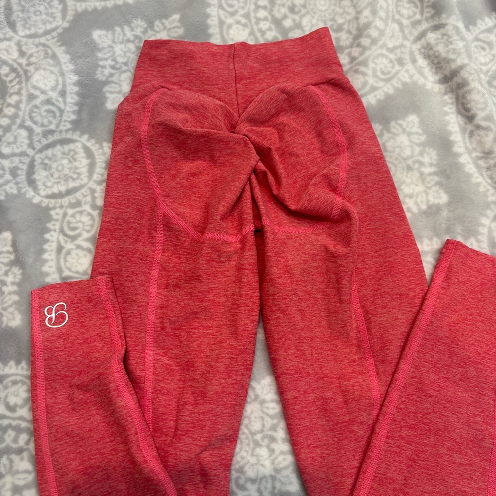 Bombshell Sportswear Red Leggings High Waist Textured